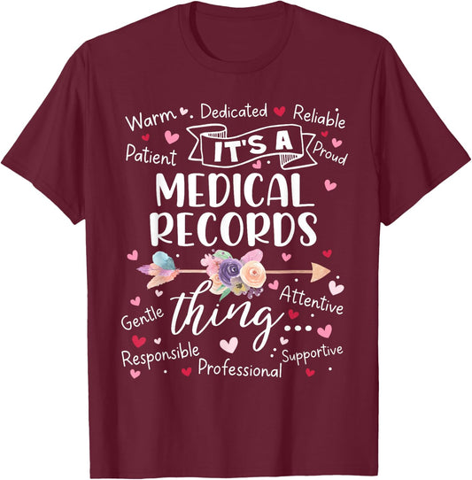 Medical Records Director Squad Team Crew Medical Clerk Women T-Shirt - T-Shirt | Maroon