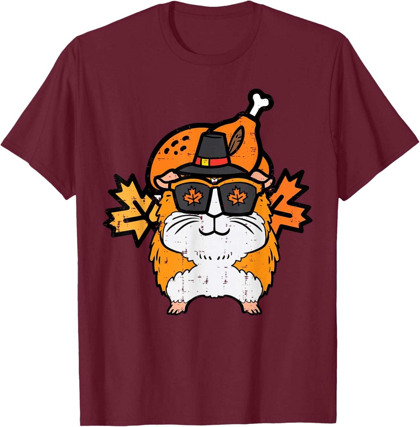 Thanksgiving Guinea Pig Turkey Day Fall Pet Men Women Kids T-Shirt - T-Shirt | Maroon