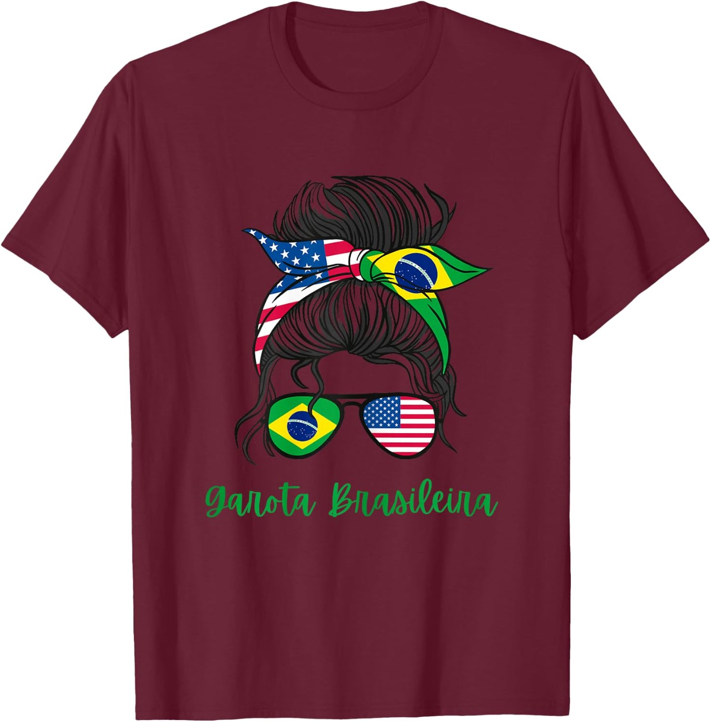 Brazil Girls USA American Brazilian Girl T-Shirt - T-Shirt | Maroon