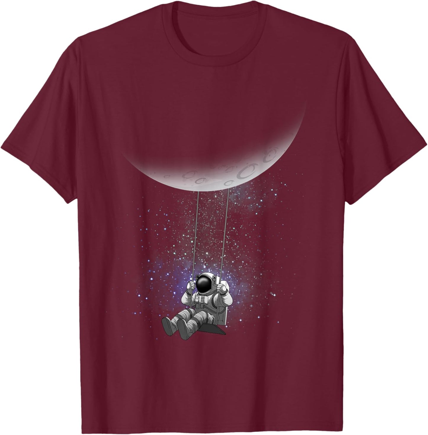 Space Themed Women Outer Space Moon Galaxy Astronaut T-Shirt - T-Shirt | Maroon