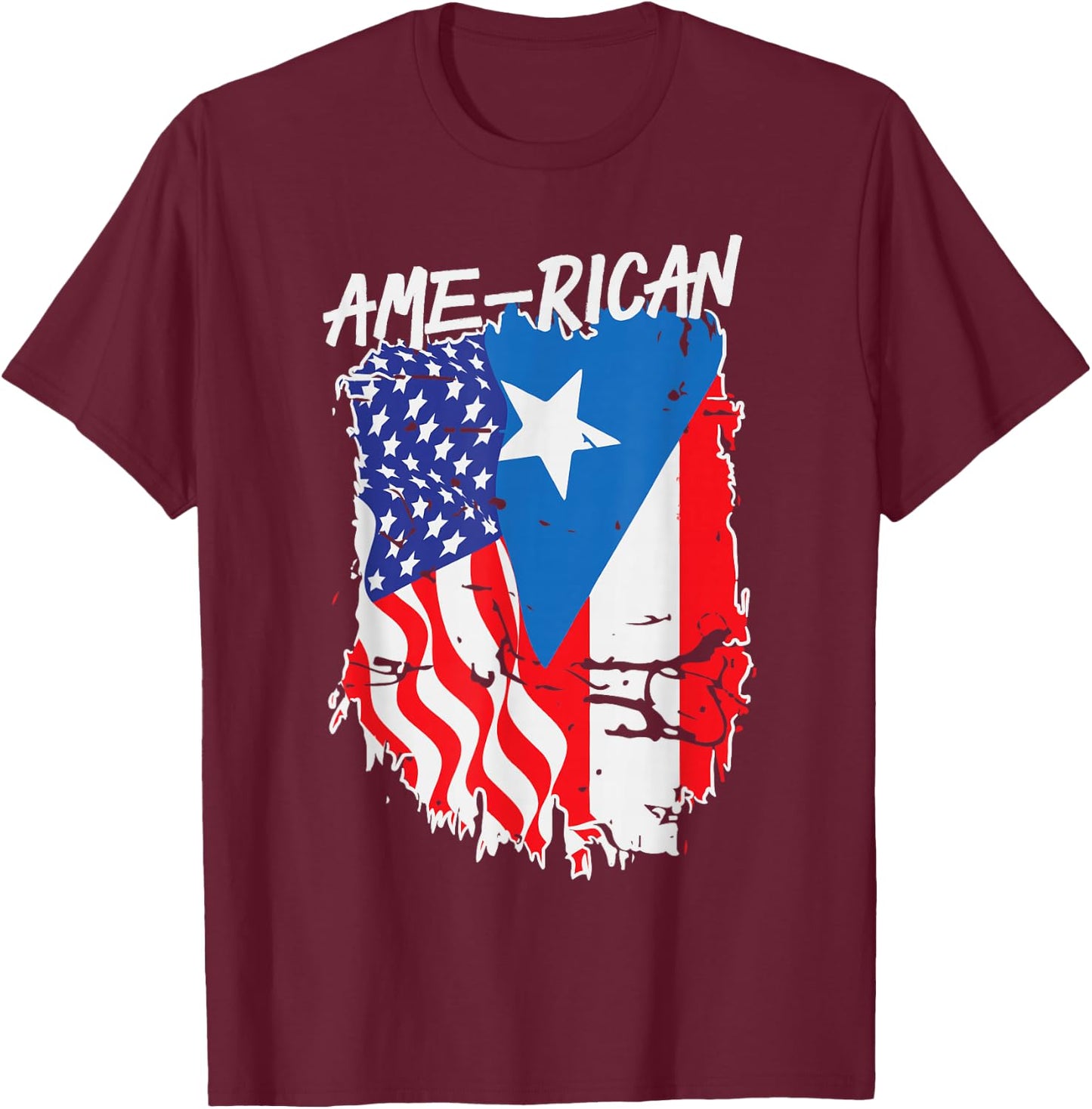 American Puerto Rican Flag Puerto Rico US America Hispanic T-Shirt - T-Shirt | Maroon