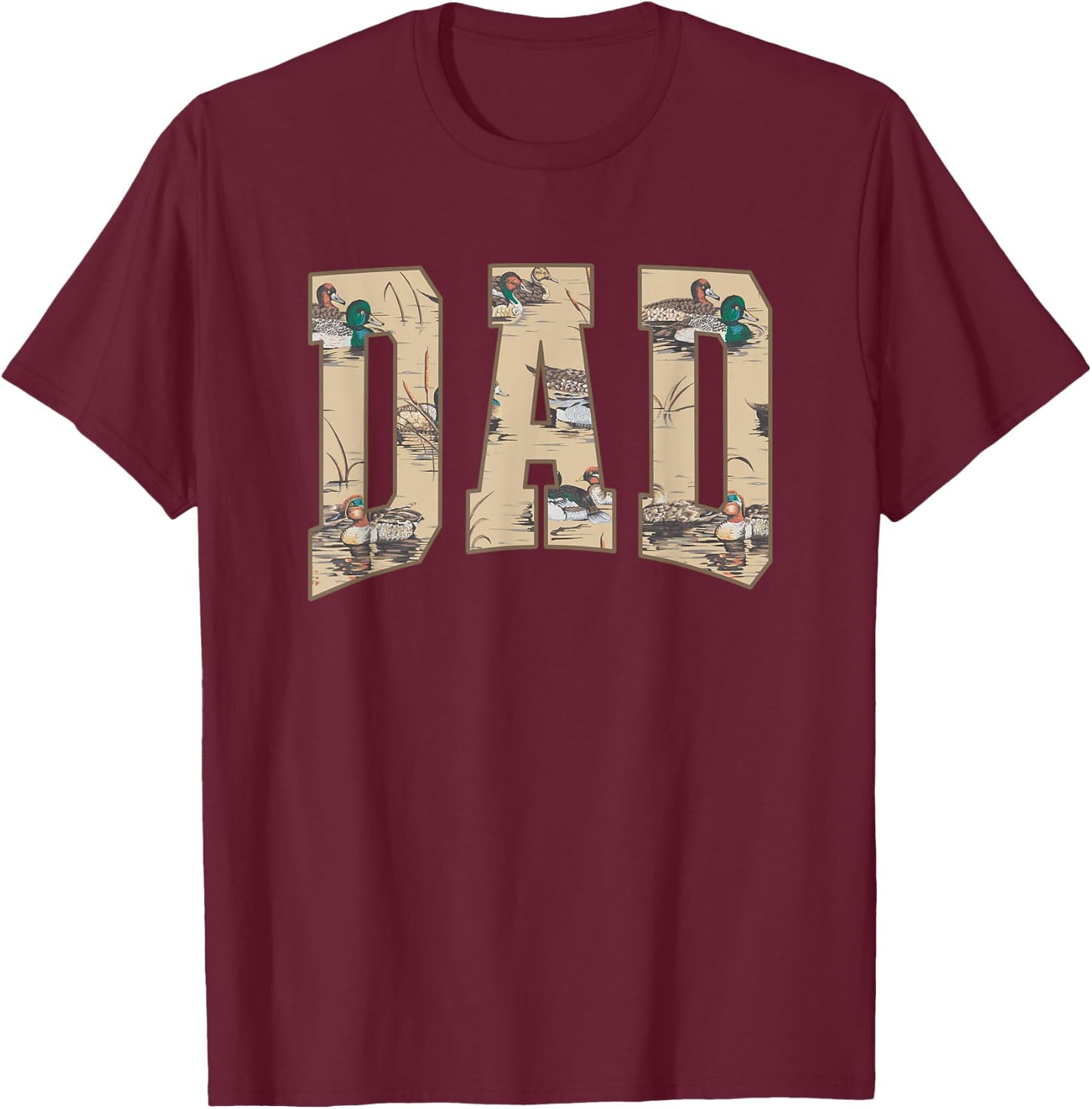 Hunting Dad Duck Camouflage Camo Waterfowl Duck Camo Men T-Shirt - T-Shirt | Maroon