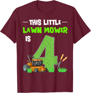 This Little Lawn Mower Is 4 Mowing 4th Bday 4 Years Old T-Shirt - T-Shirt | Maroon