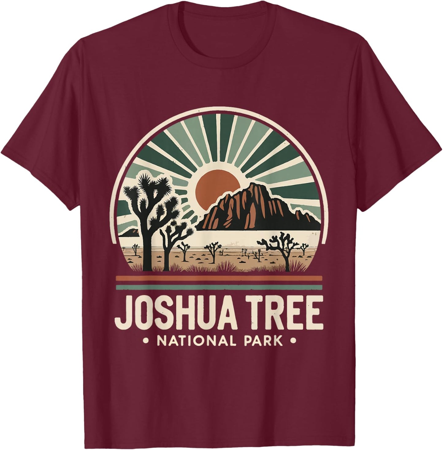 Joshua Tree National Park Retro Vintage Hike Camping Outdoor T-Shirt - T-Shirt | Maroon