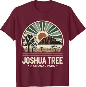 Joshua Tree National Park Retro Vintage Hike Camping Outdoor T-Shirt - T-Shirt | Maroon