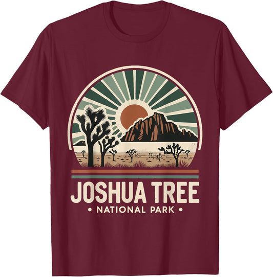 Joshua Tree National Park Retro Vintage Hike Camping Outdoor T-Shirt - T-Shirt | Maroon