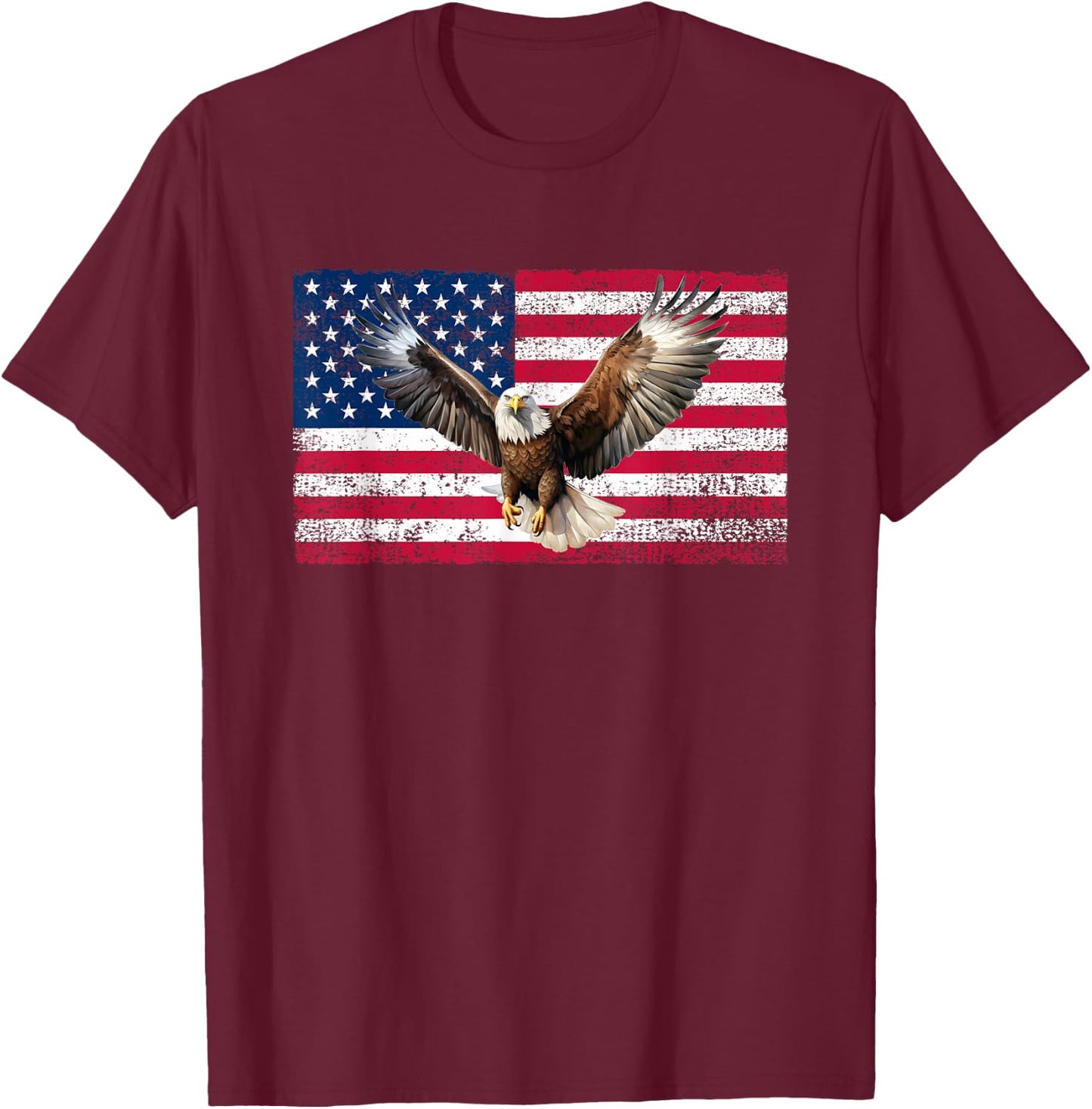 Patriotic Eagle 4th Of July USA American Flag T-Shirt - T-Shirt | Maroon