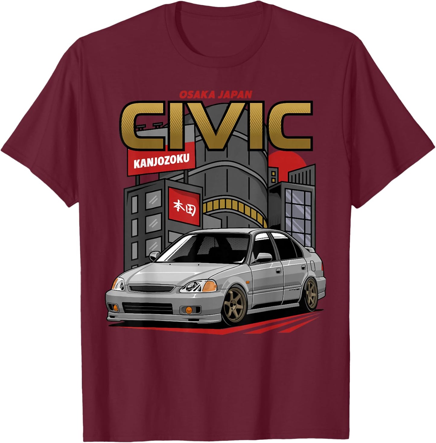 Civic EK Type R Japanese Car T-Shirt - T-Shirt | Maroon