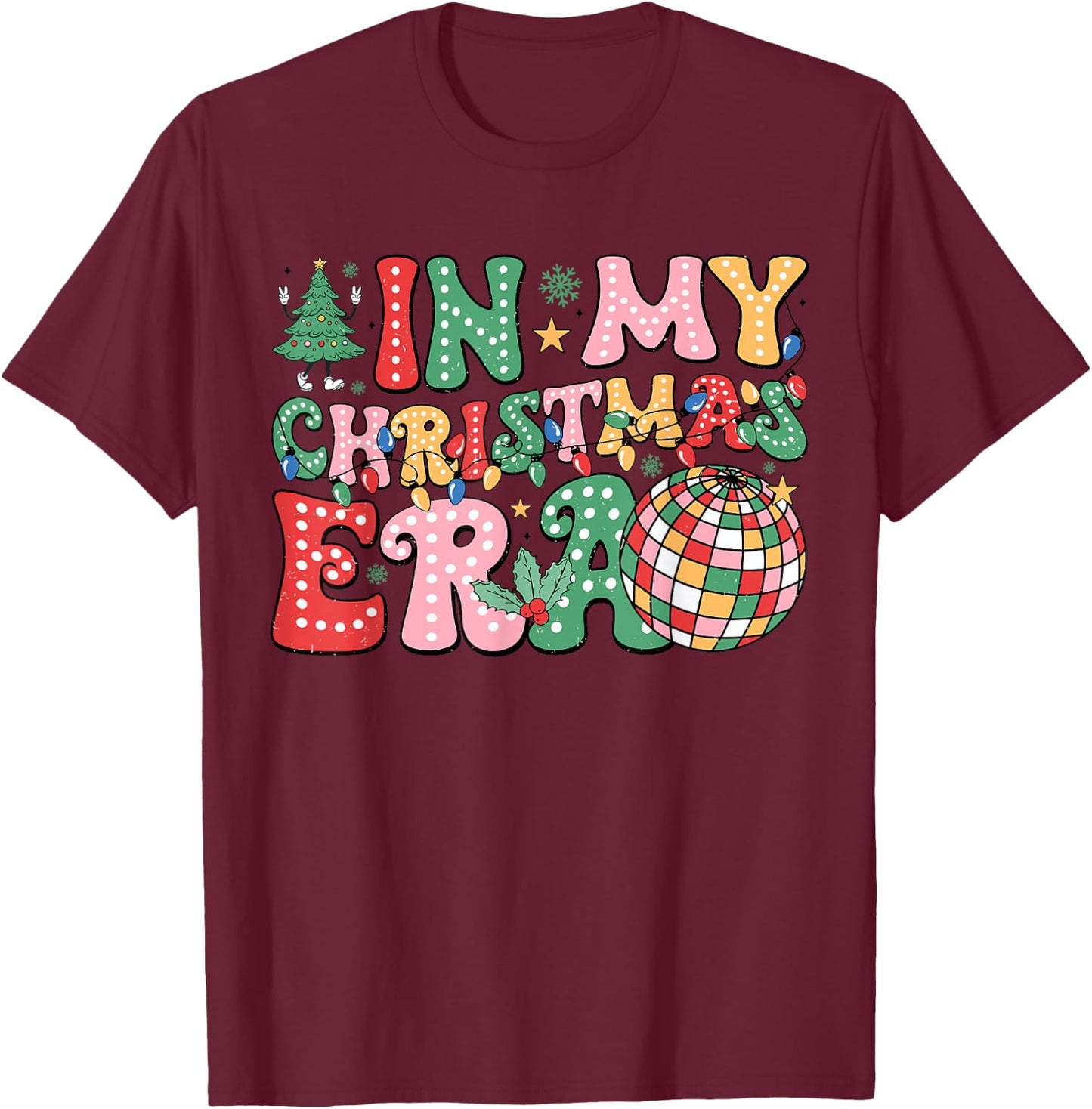 In My Christmas Era Family Matching Merry Christmas 2024 T-Shirt - T-Shirt | Maroon