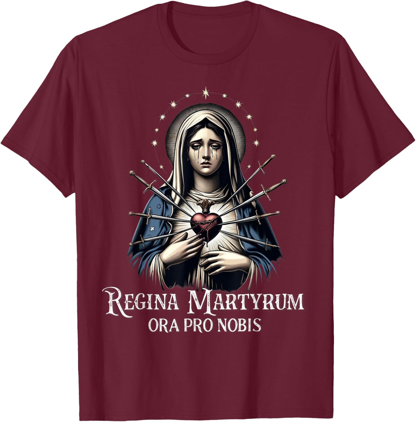 Mater Dolorosa Our Lady of Sorrows Virgin Mary Catholic T-Shirt - T-Shirt | Maroon
