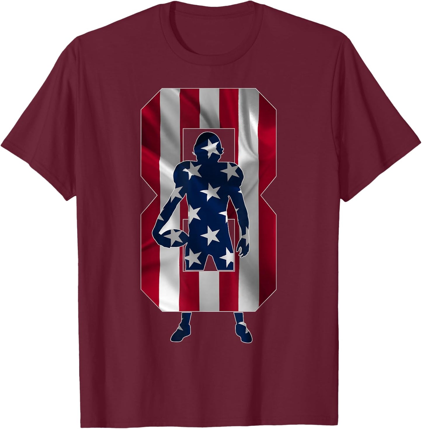 Number 8 Years Football 8th Birthday T-Shirt - T-Shirt | Maroon