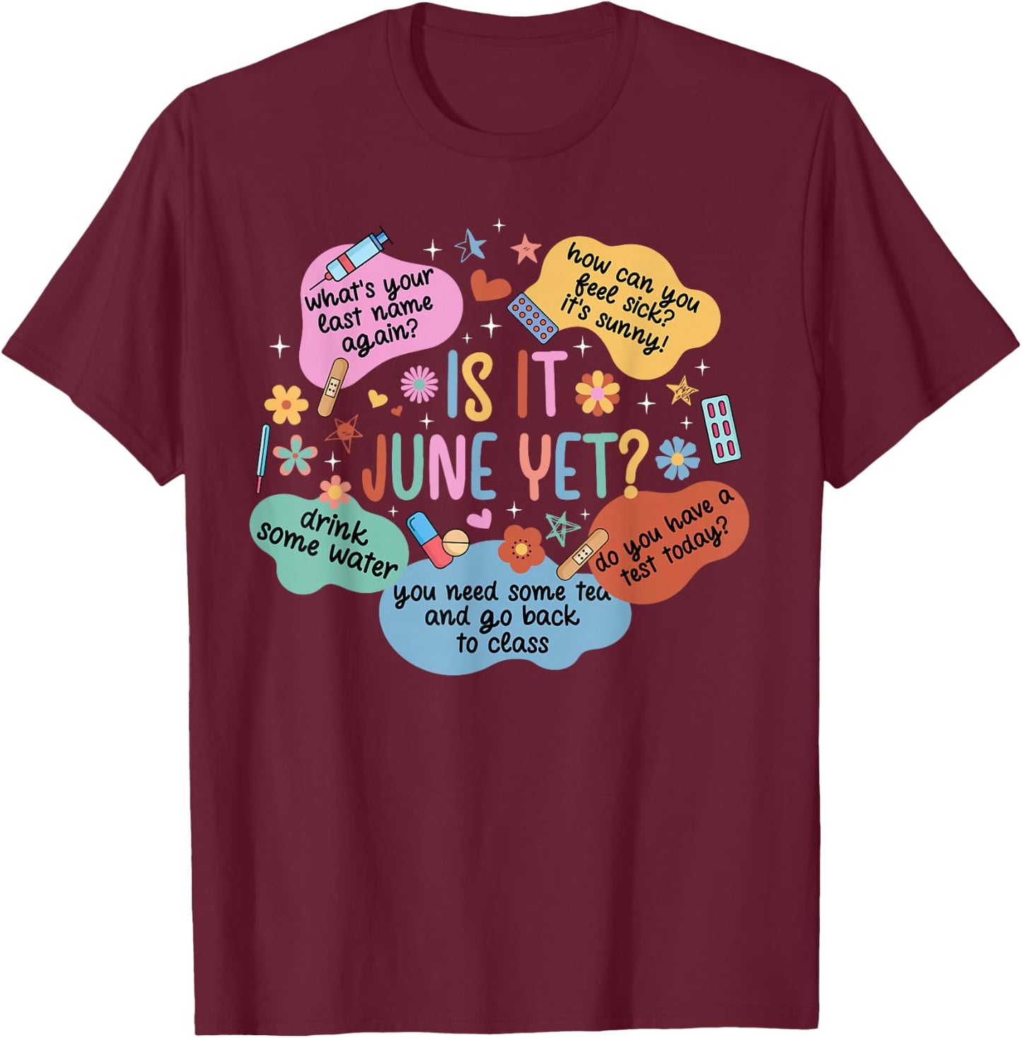 School Nurse Funny School Nursing School Nurses Day T-Shirt - T-Shirt | Maroon