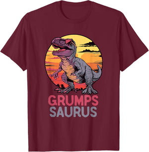GrumpsSaurus Dino Dinosaur Grumps-Saurus T-Rex Funny Trex T-Shirt - T-Shirt | Maroon