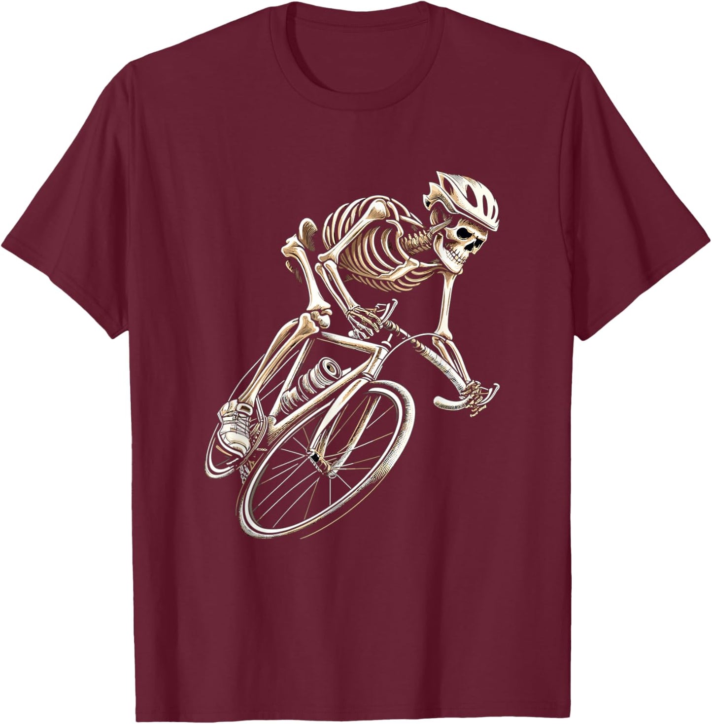 Skeleton Cycling Bike Halloween Bicycle Biking T-Shirt - T-Shirt | Maroon