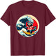Great Wave Kanagawa Racoon Surfing T-Shirt - T-Shirt | Maroon