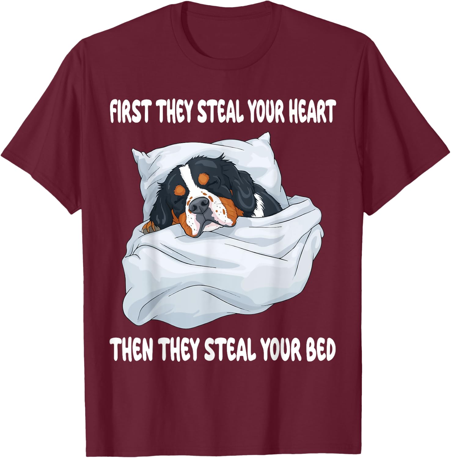 Greater Swiss Mountain Dog Sleeping Pajamas Nightgown T-Shirt - T-Shirt | Maroon