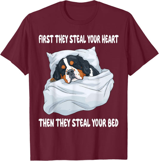 Greater Swiss Mountain Dog Sleeping Pajamas Nightgown T-Shirt - T-Shirt | Maroon