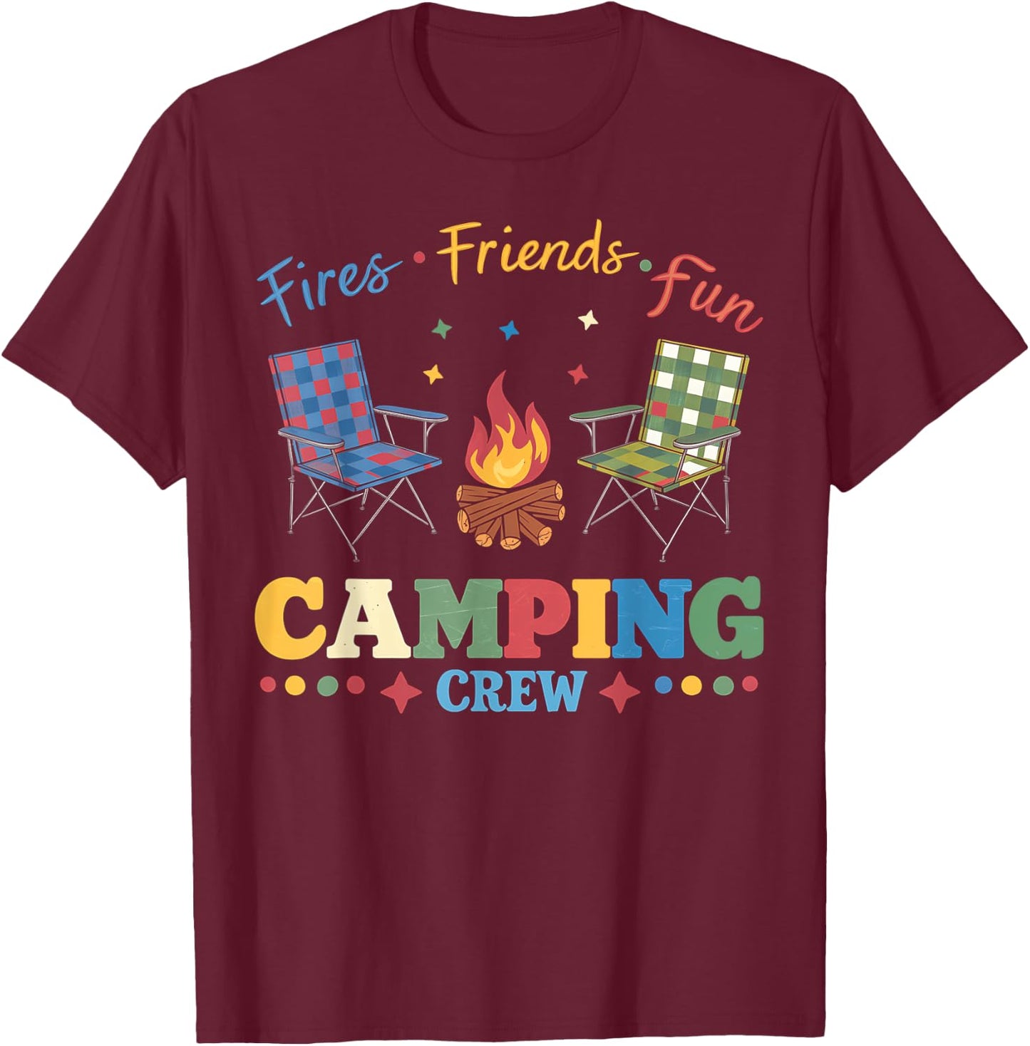 Camping Crew Family Friends Girls Kids Summer Vibes Camper T-Shirt - T-Shirt | Maroon
