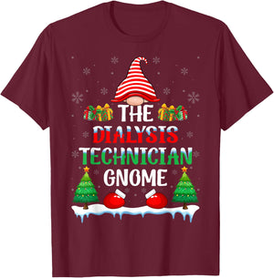 The Dialysis Technician Gnome - Kidney Nurse Christmas T-Shirt - T-Shirt | Maroon
