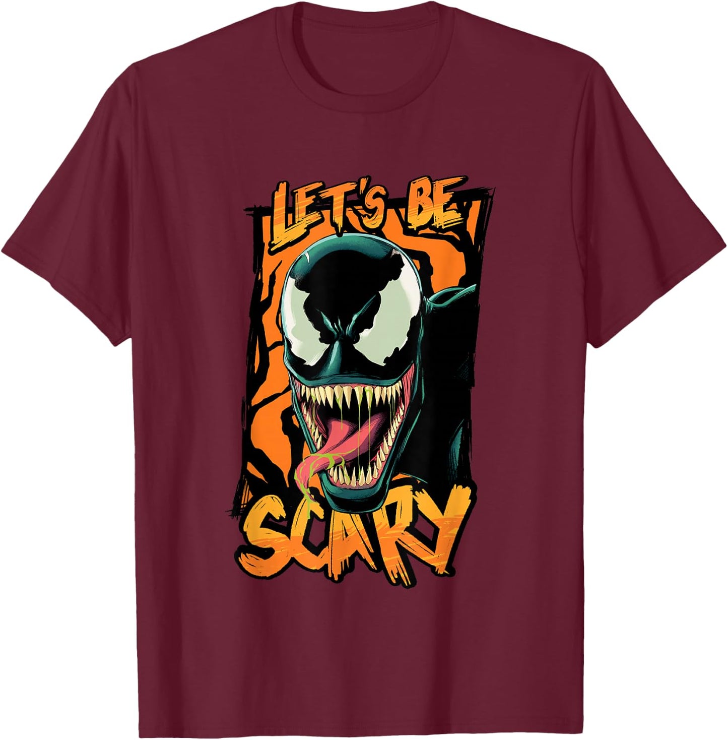 Marvel Classic Halloween Let's Be Scary Venom Portrait T-Shirt - T-Shirt | Maroon