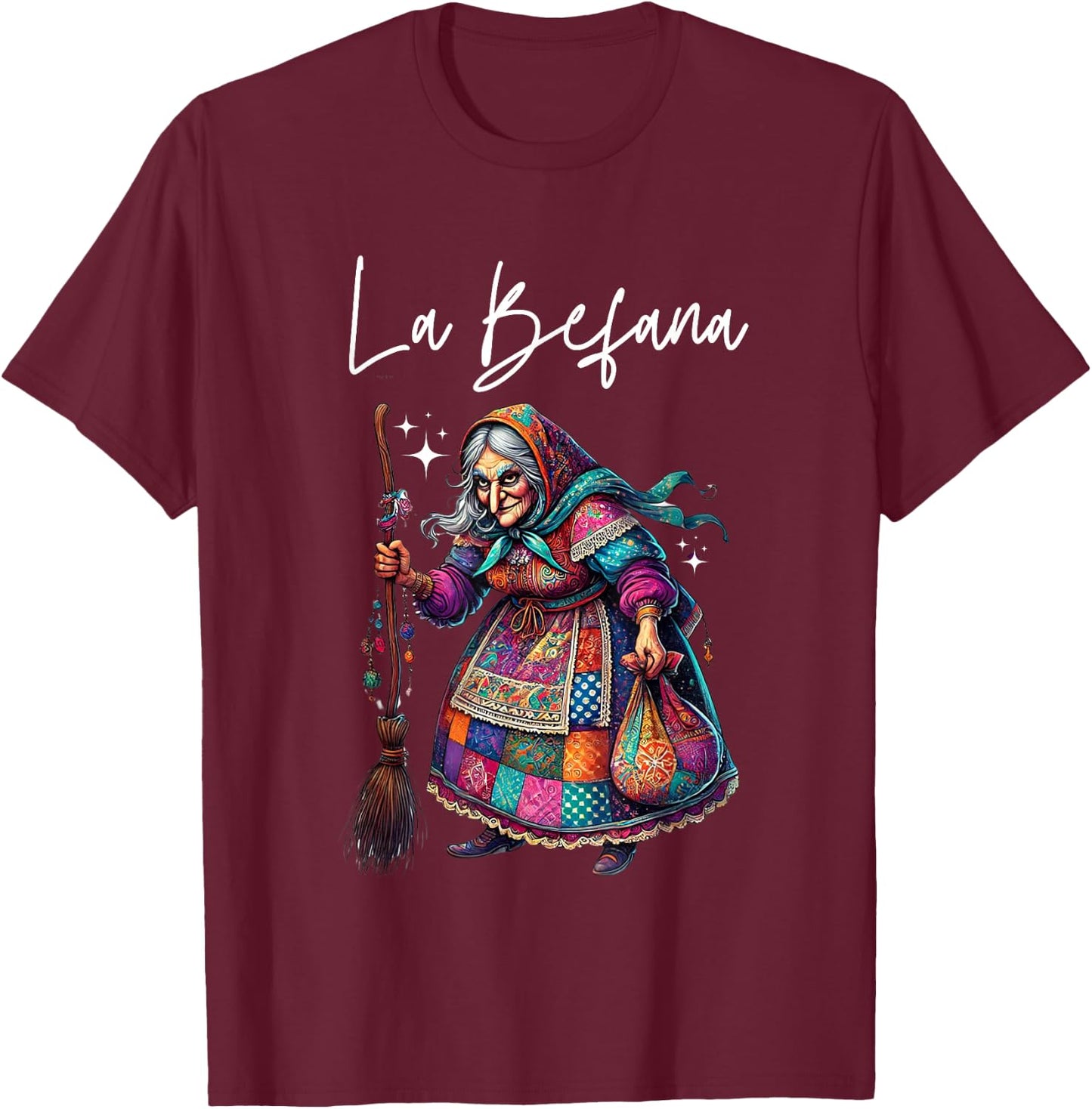 La Befana Christmas Witch, Kitchen-WItch T-Shirt - T-Shirt | Maroon