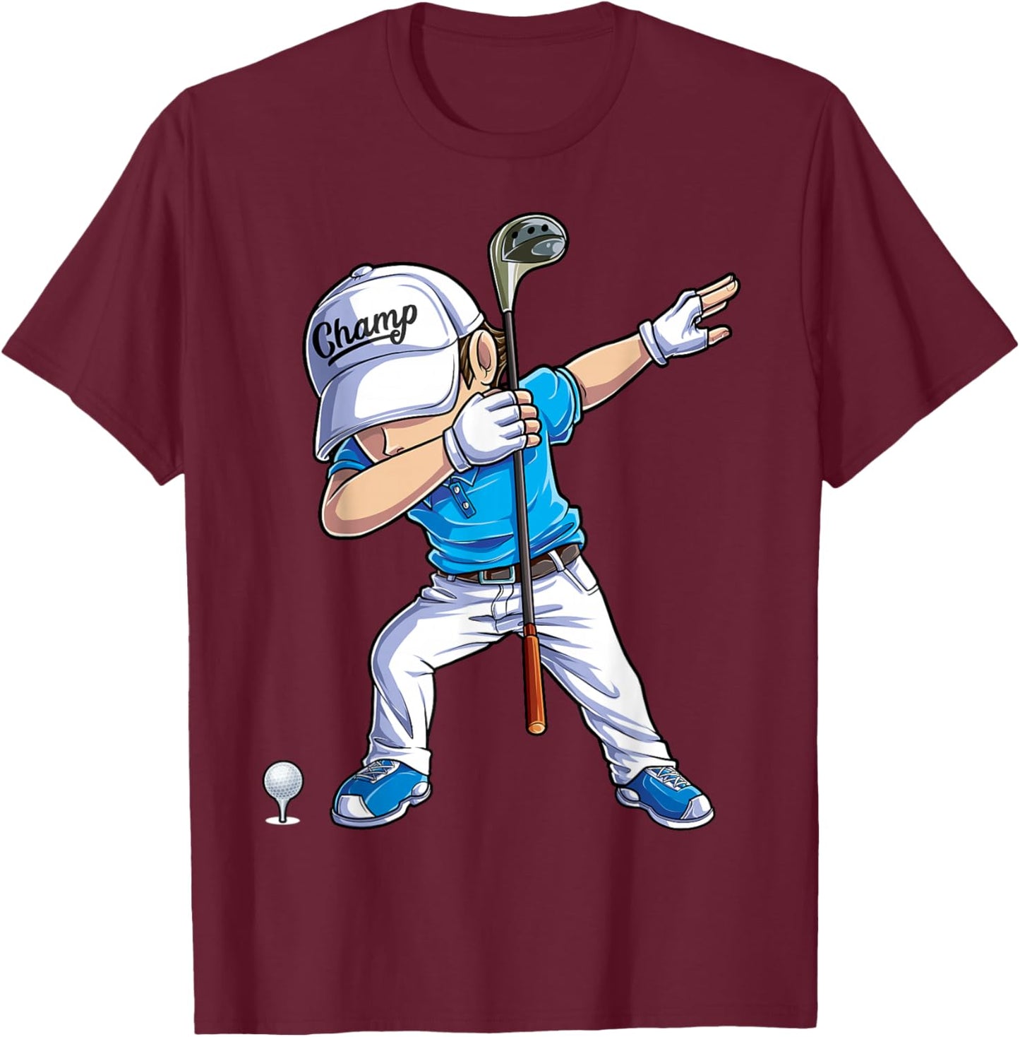 Dabbing Golf Player Golfer Golfing Funny Kids Boys Dab Dance T-Shirt - T-Shirt | Maroon