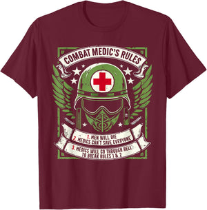 Combat Medic First Aid Field Medic Military T-Shirt - T-Shirt | Maroon