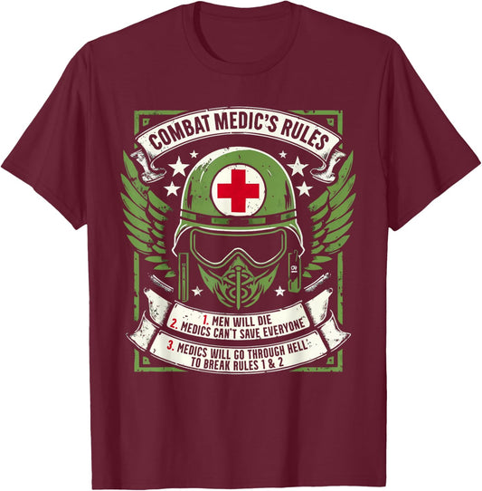 Combat Medic First Aid Field Medic Military T-Shirt - T-Shirt | Maroon