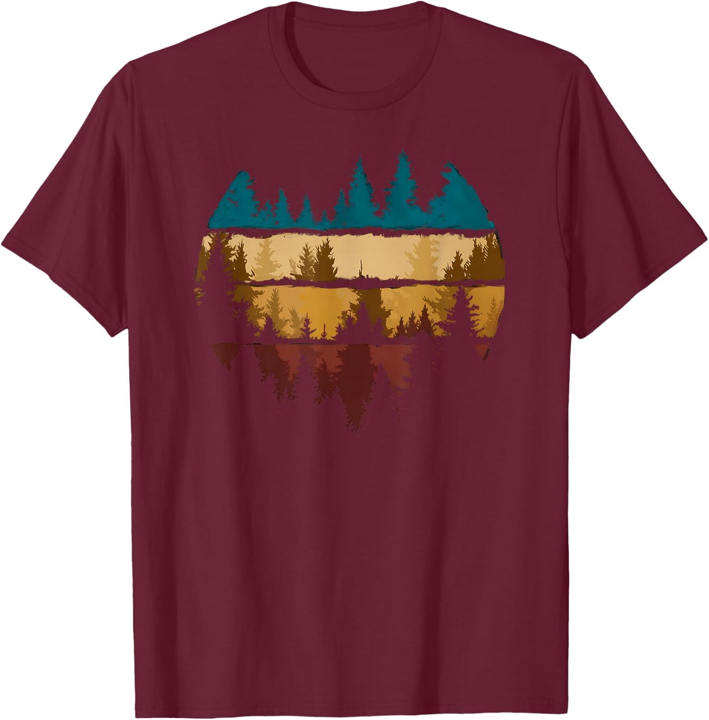 Trees Nature Mountains Adventure Outdoor Wildlife Forest T-Shirt - T-Shirt | Maroon