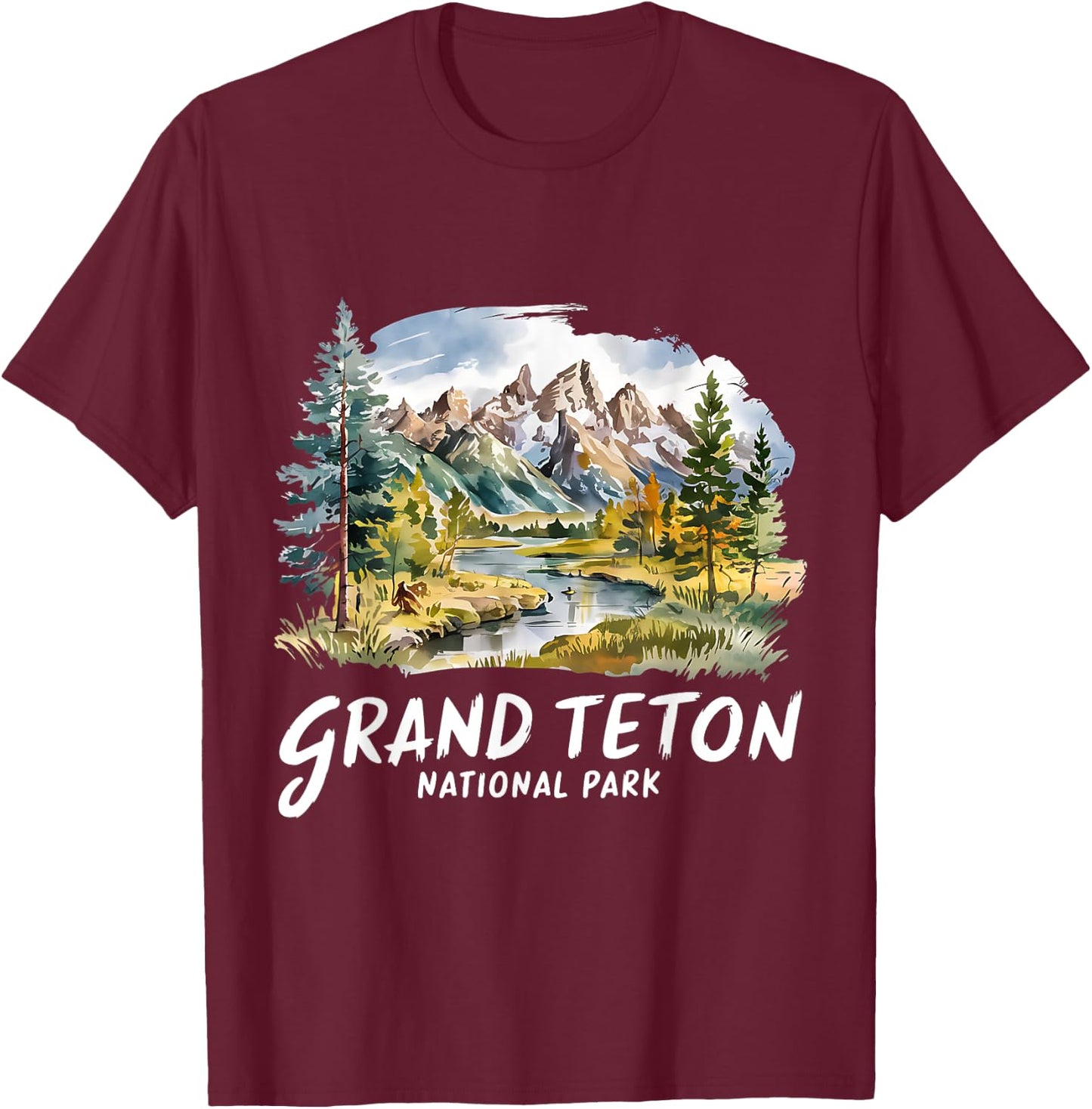 Grand Teton National Park Est 1929 Vintage National Park WY T-Shirt - T-Shirt | Maroon