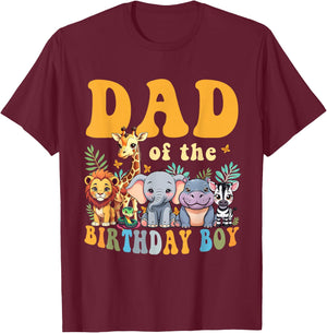 Dad of the Birthday Boy Kids Safari Jungle Animal Matching T-Shirt - T-Shirt | Maroon