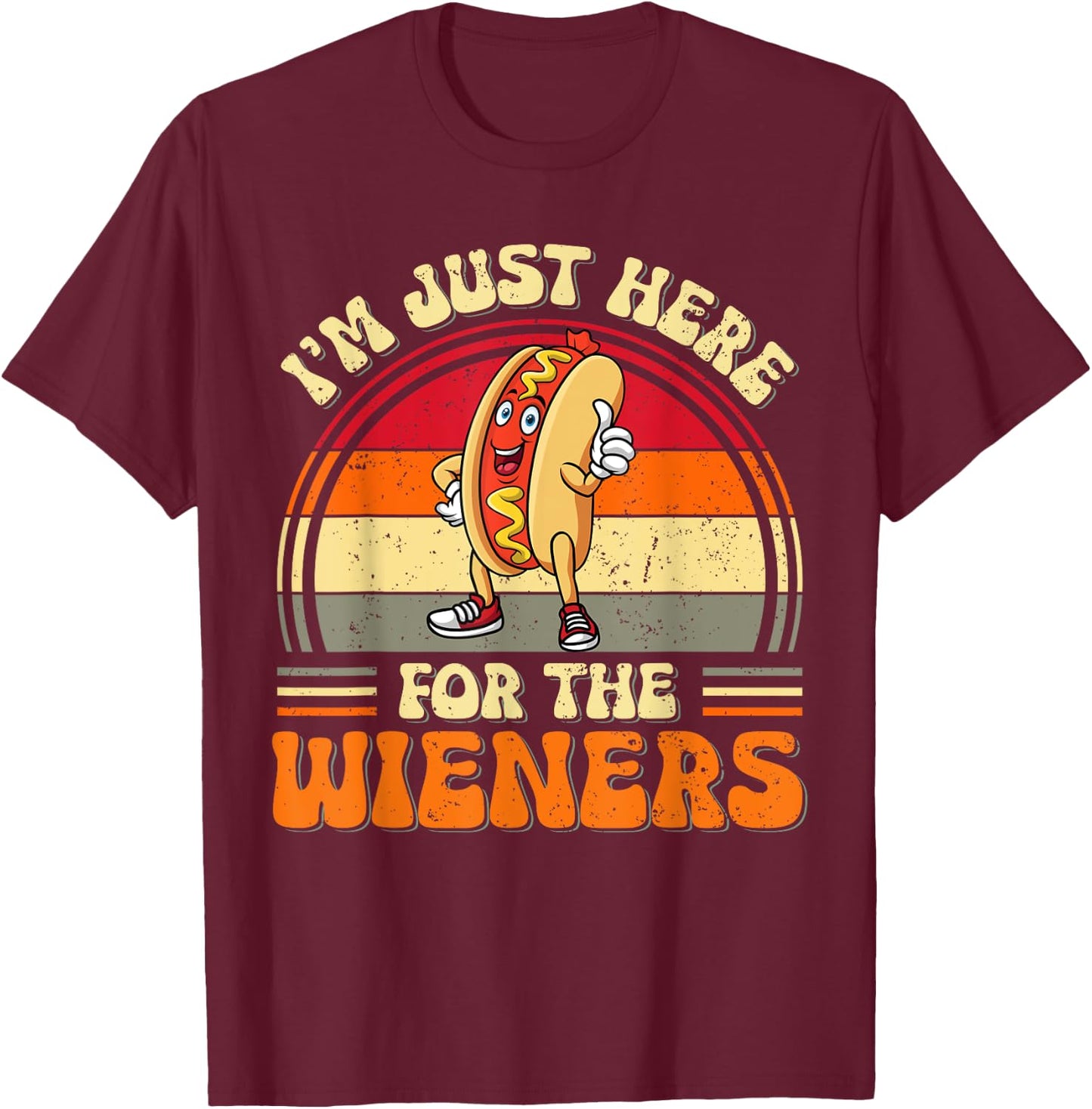 I'm Just Here For The Wieners Funny Wieners Hotdog For Kids T-Shirt - T-Shirt | Maroon