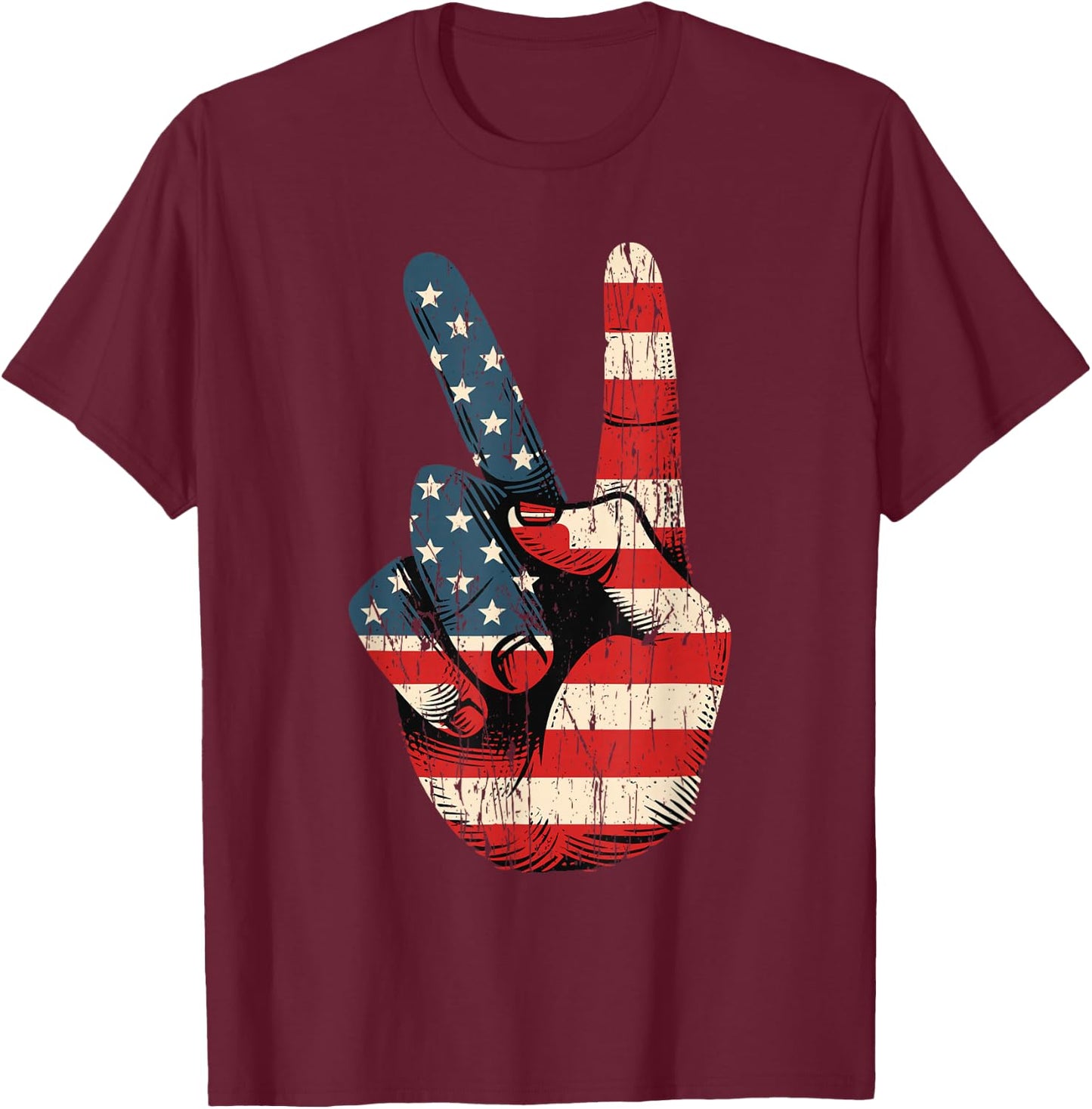 Retro Peace Sign Vintage 60's 70's Hippie T-Shirt - T-Shirt | Maroon