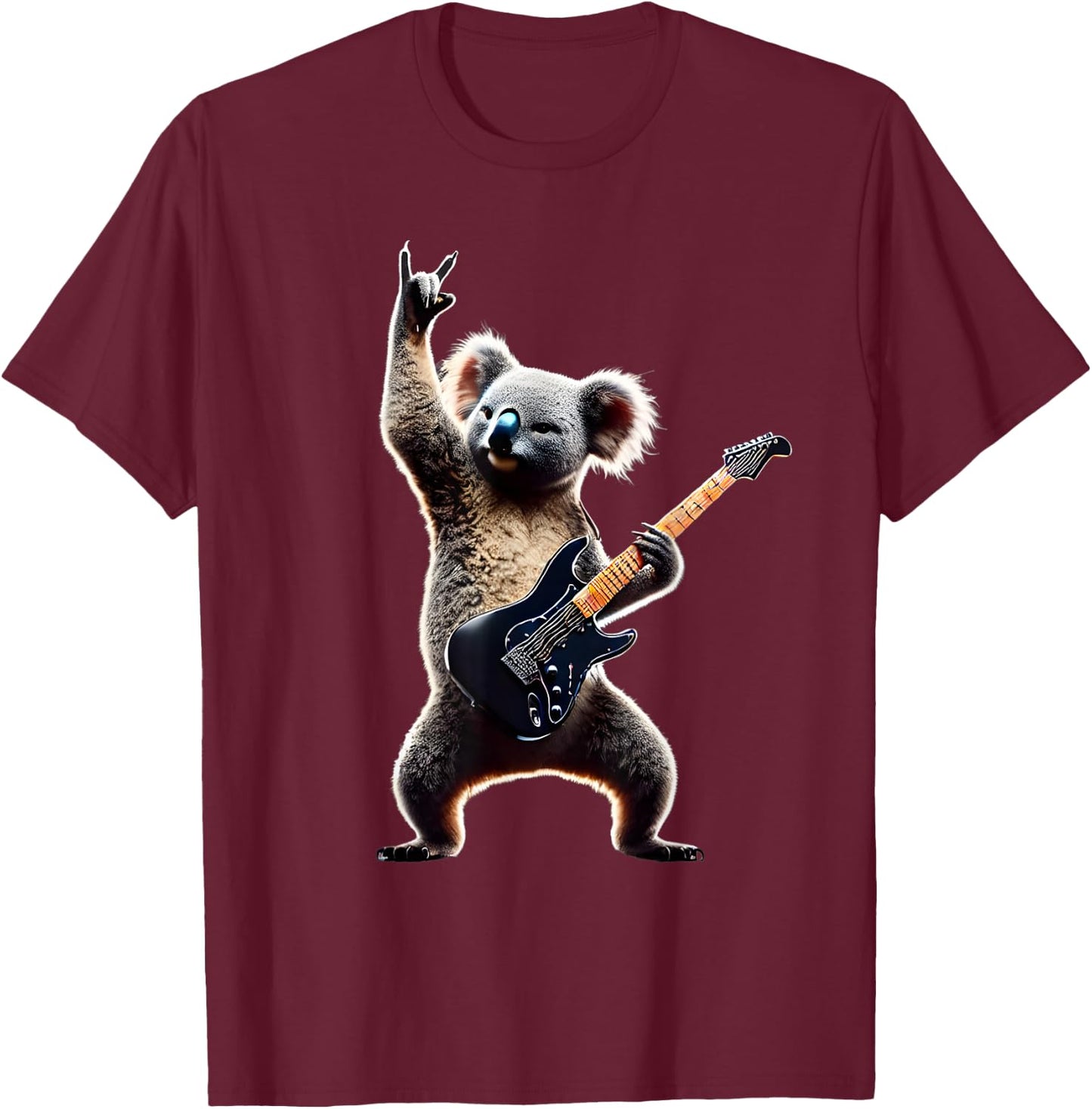 Rock Koala With Electric Guitar Music Koalas T-Shirt - T-Shirt | Maroon