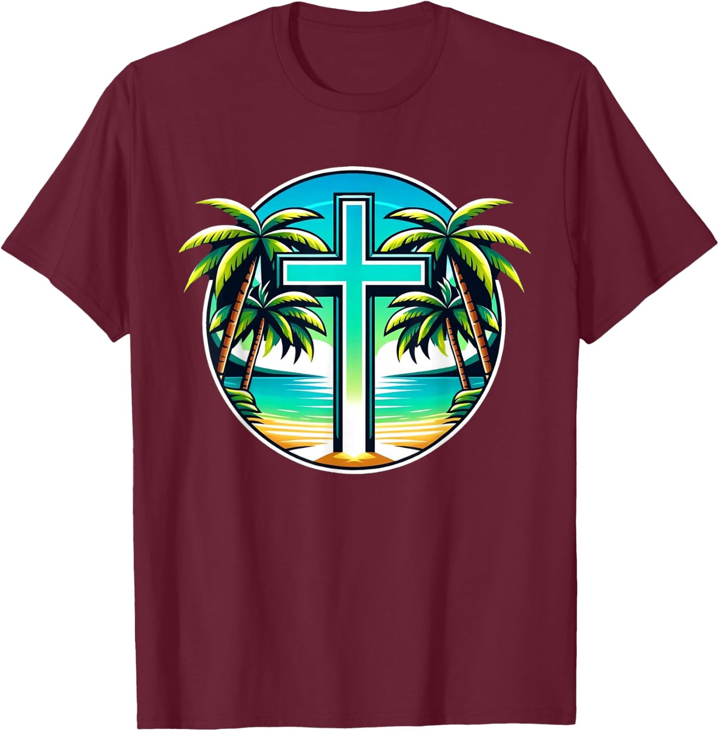Christian Summer Vacation Island Beach Design T-Shirt - T-Shirt | Maroon