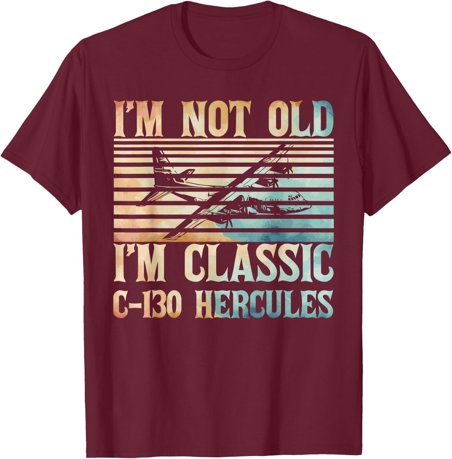 C-130 Hercules American USA Military Airplane T-Shirt - T-Shirt | Maroon