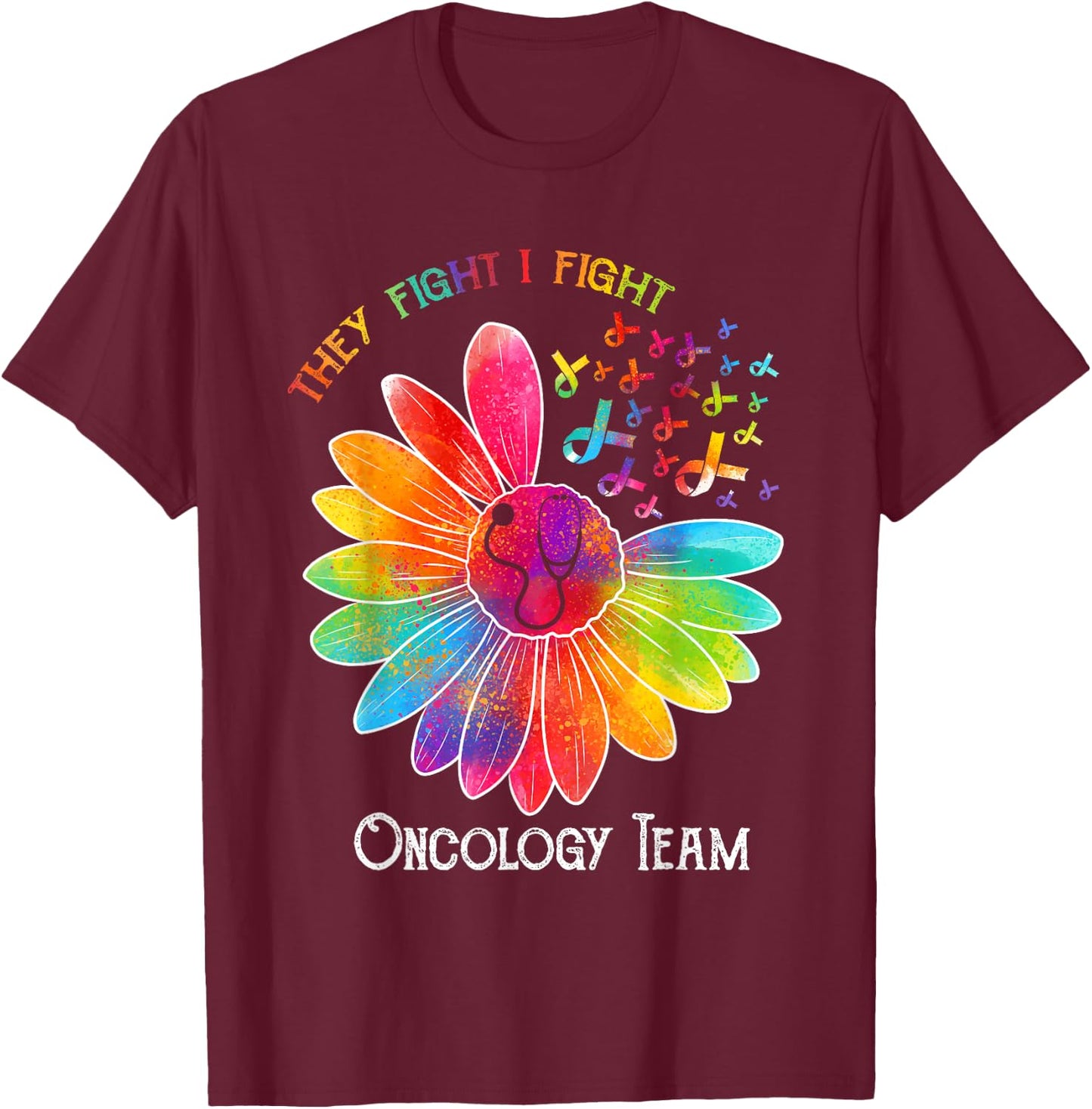 Oncology Team Nurse OCN Nursing Oncologist Sunflower T-Shirt - T-Shirt | Maroon