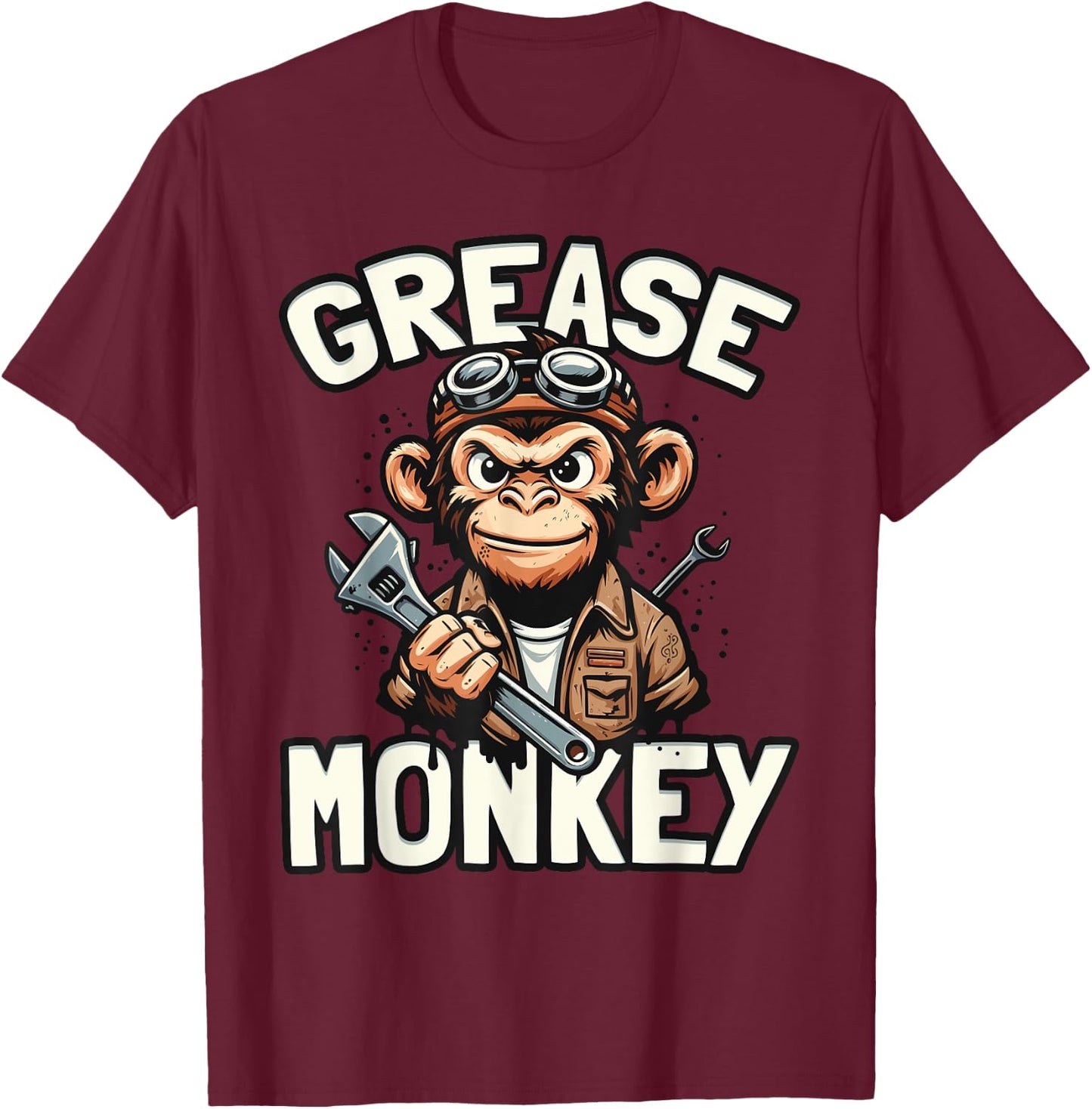 Grease Monkeys Funny Mechanic Car Repair Enthusiast T-Shirt - T-Shirt | Maroon
