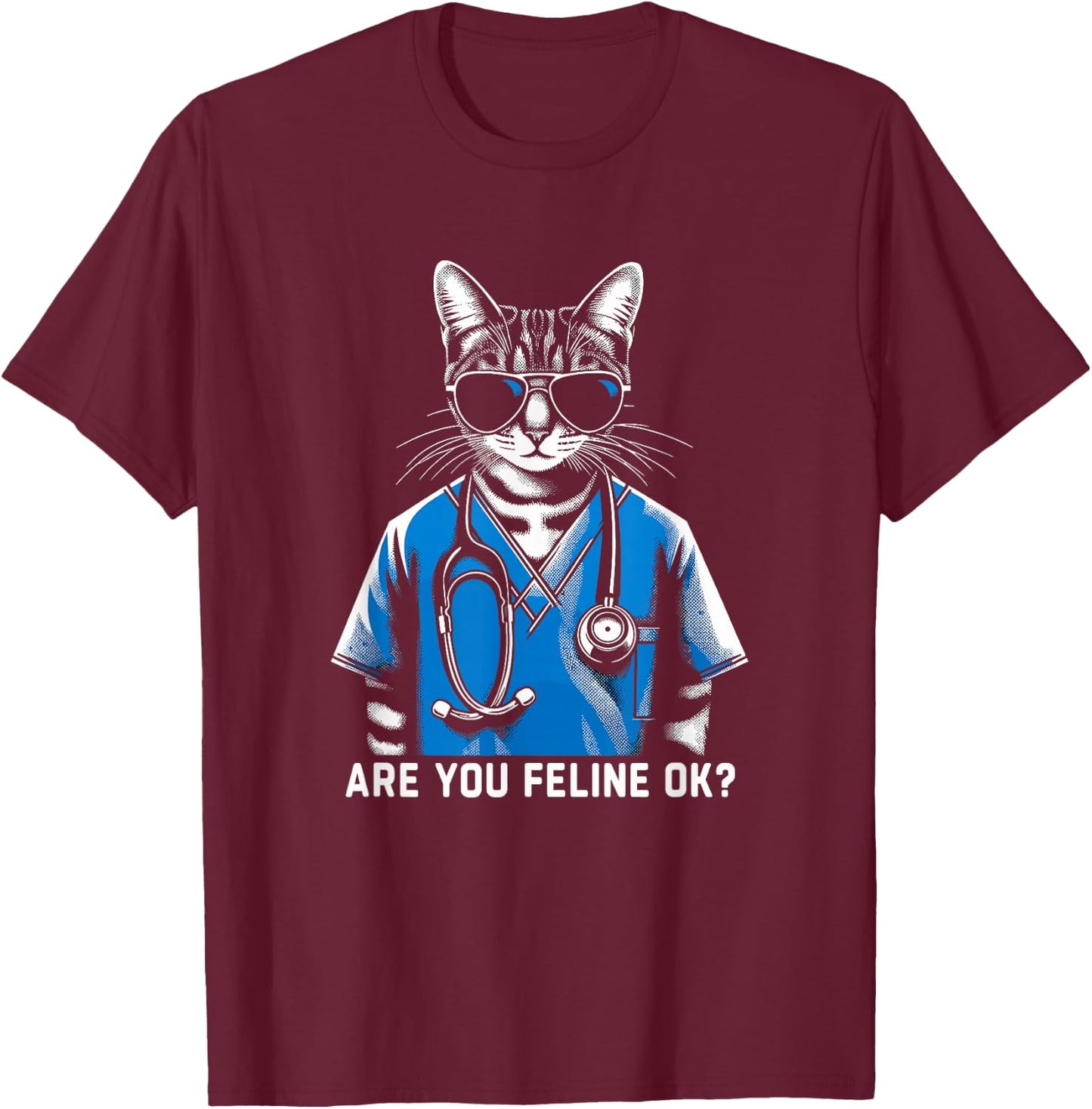 Retro Cat Nurse Gifts Nurse Week Gifts Men Women Funny Nurse T-Shirt - T-Shirt | Maroon