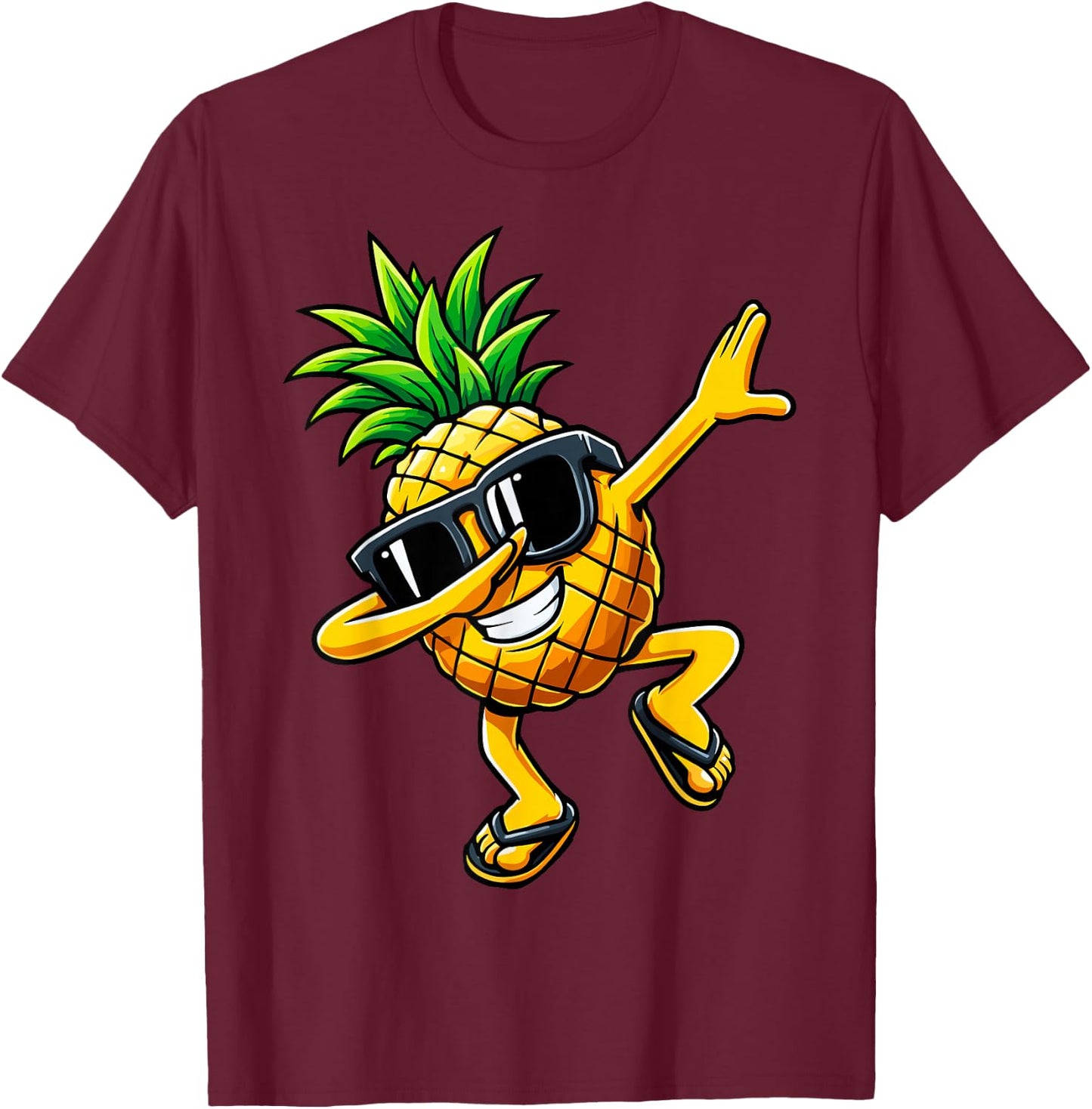 Dabbing Pineapple Sunglasses Hawaiian Aloha Beaches Hawaii T-Shirt - T-Shirt | Maroon