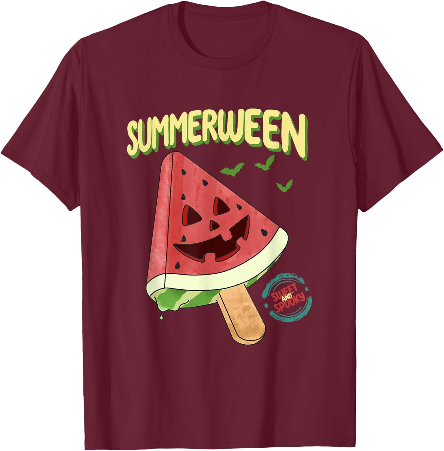 Summerween Sweet And Spooky Halloween T-Shirt - T-Shirt | Maroon