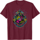 Harry Potter Neon Hogwarts Shield with Motto T-Shirt - T-Shirt | Maroon
