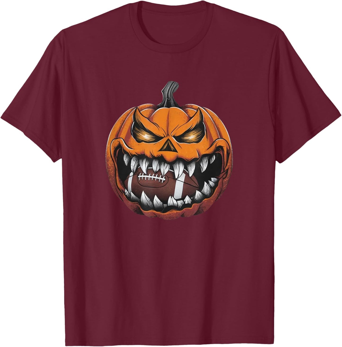 American Football Pumpkin Halloween Sport Fantasy Football T-Shirt - T-Shirt | Maroon