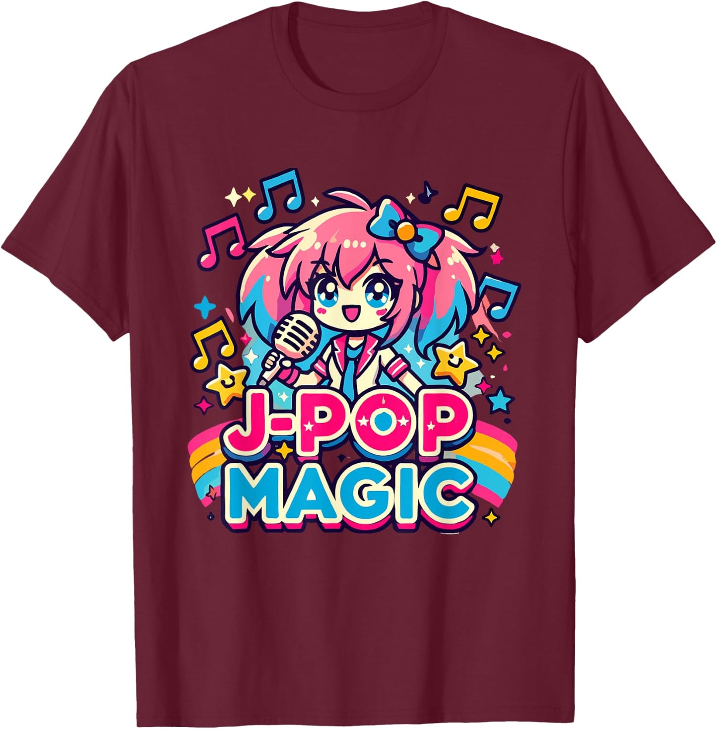 J-Pop Magic | Anime Japanese Pop Music| Cute Kawaii T-Shirt - T-Shirt | Maroon