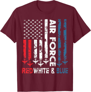 Air Force Red White and Blue 4th of July Vintage USA Flag T-Shirt - T-Shirt | Maroon