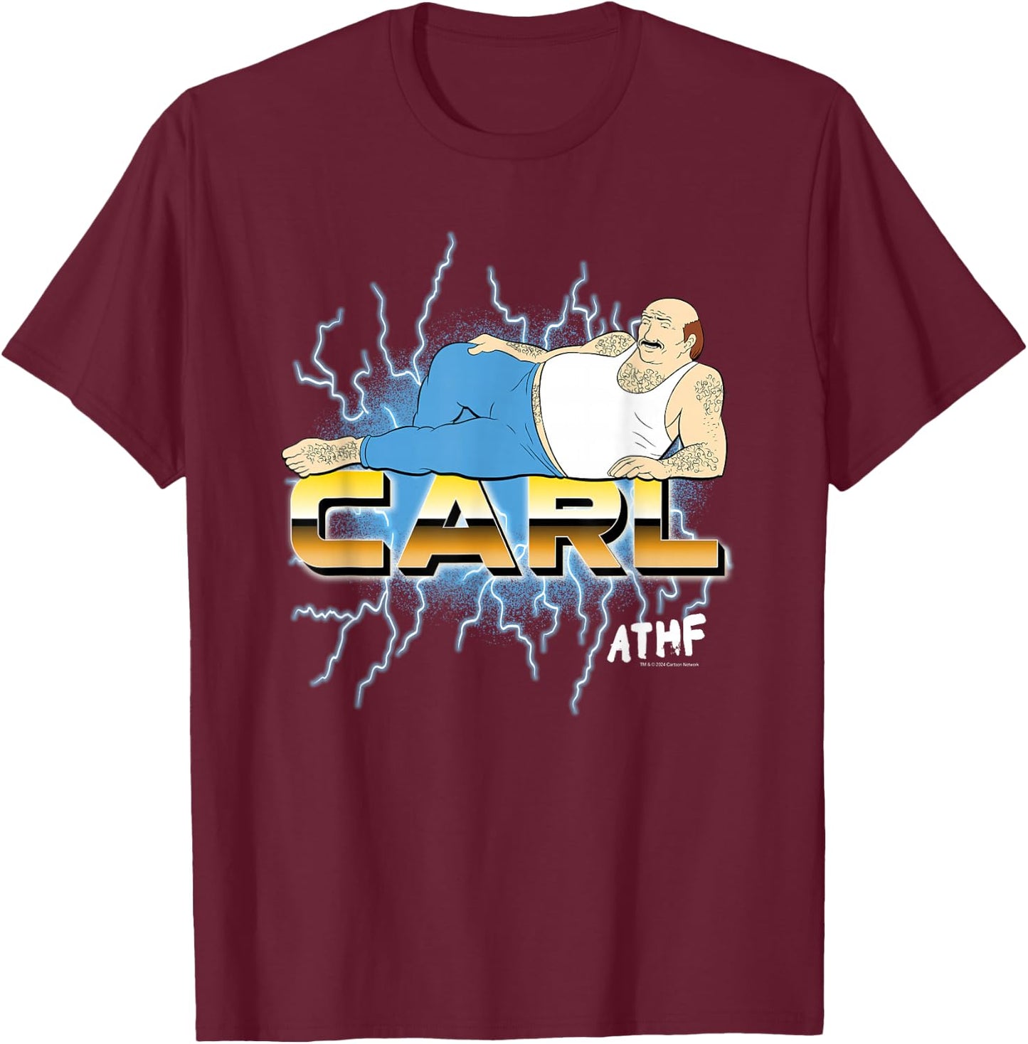 Aqua Teen Hunger Force Carl Lightning Funny Cartoon T-Shirt - T-Shirt | Maroon