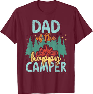 Dad of Happy Camper 1st Birthday Party Retro Dad T-Shirt - T-Shirt | Maroon