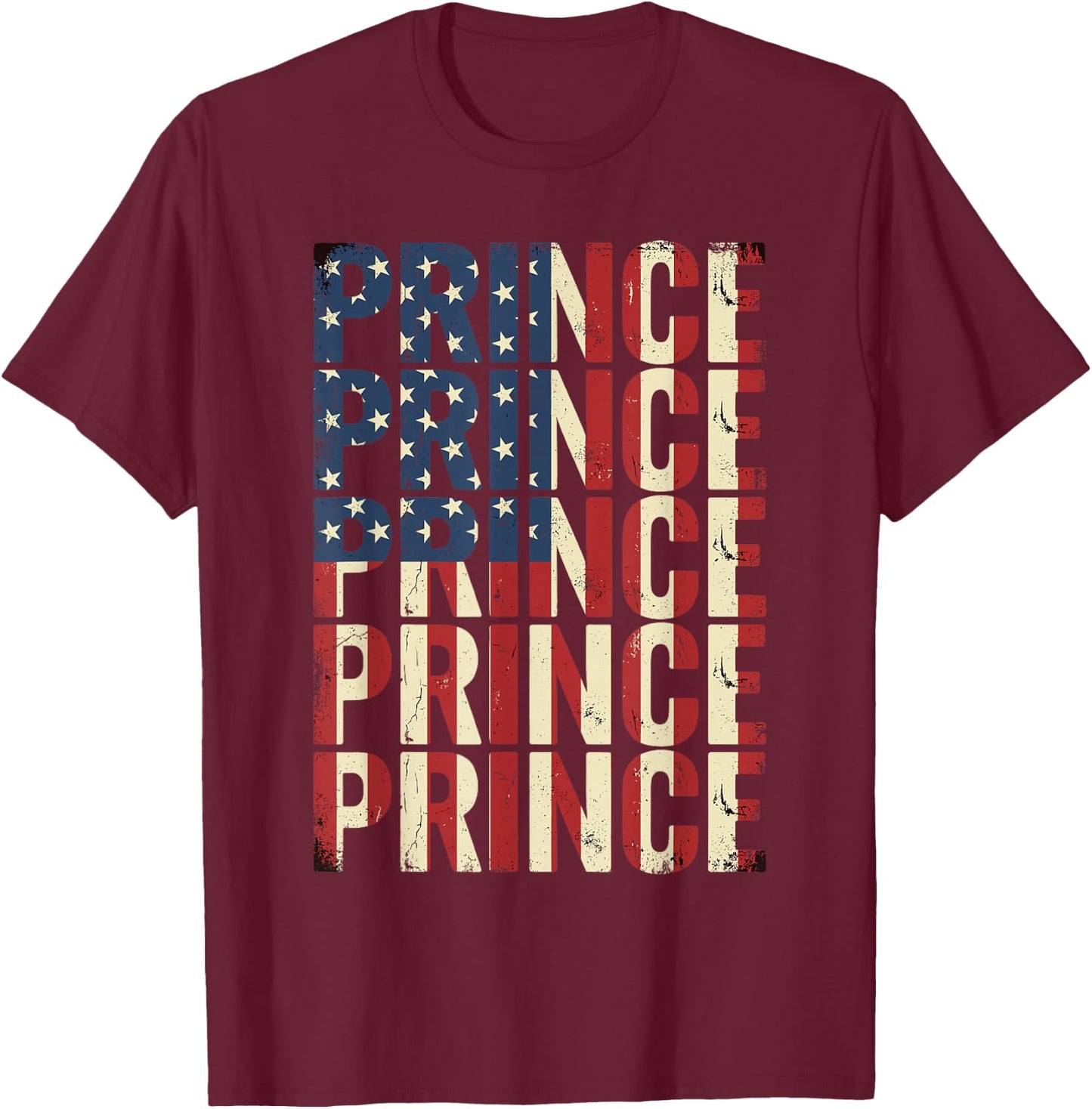 Prince American Flag Distressed Patriotic T-Shirt - T-Shirt | Maroon