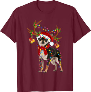 Black And Tan Chihuahua Gorgeous Reindeer Christmas T-Shirt - T-Shirt | Maroon