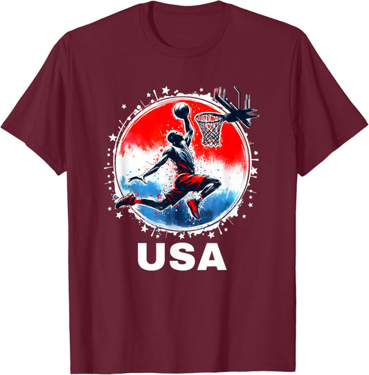 Basketball Team Basketball Apparel USA Team Basketball T-Shirt - T-Shirt | Maroon